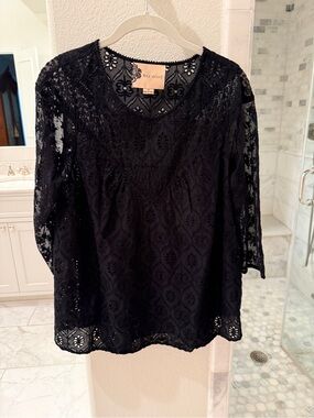 Anthropologie Black Lace Women's Top